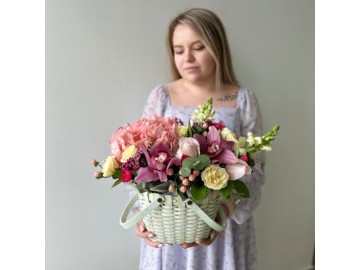 Лукошко розовый микс Летняя коллекция